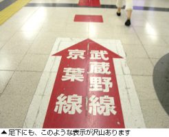 東京駅からディズニーランド・ディズニーシーへの行き方（足元の表示）